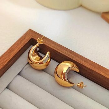 Moon Hoops (18K Gold Plated)