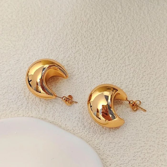 Moon Hoops (18K Gold Plated)