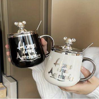 Black Breakfast Teddy Set (Lid and spoon)